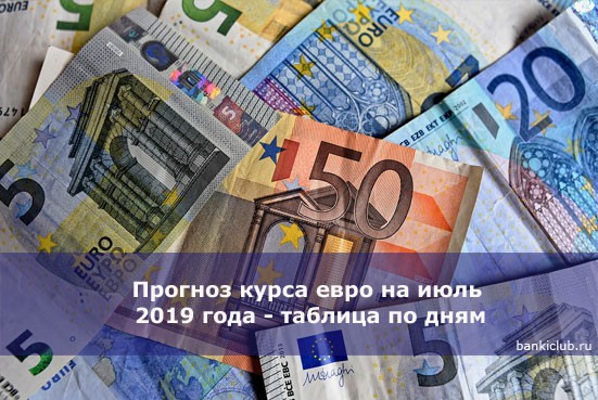 Прогноз курса евро на июль 2019 года — таблица по дням