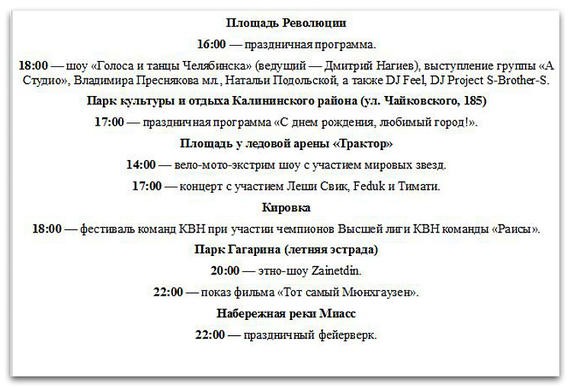 День города в Челябинске посетят известные артисты