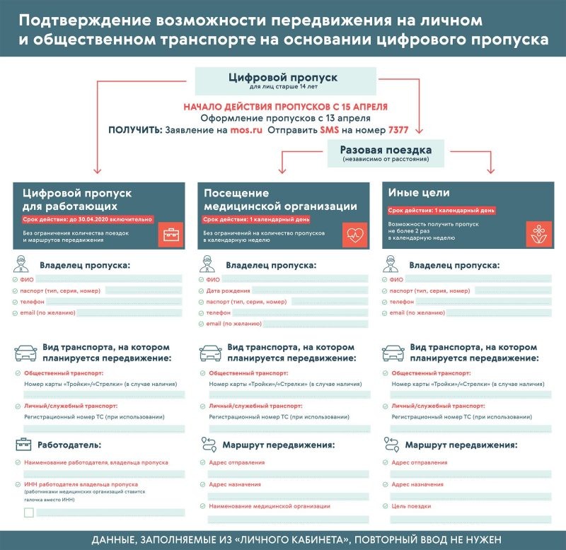 Электронный пропуск для передвижения по Москве можно оформить, отослав необходимый пакет документов