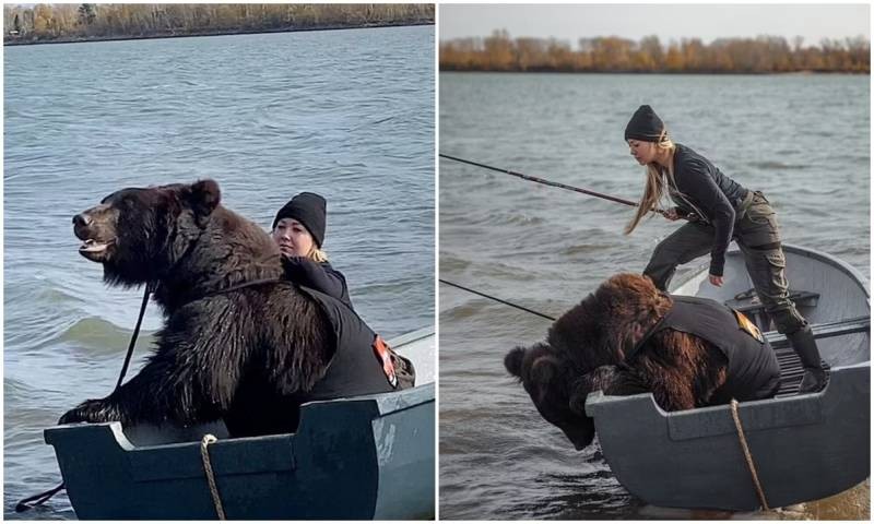 Россиянка Вероника Дичка сделала «дикую» фотосессию с медведем на рыбалке