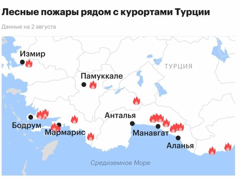 Как обстоит ситуация с лесными пожарами в Турции на 3 августа 2021 года