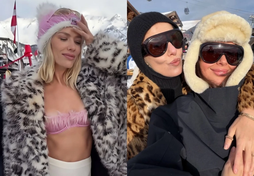 Шубы, прозрачные платья и бра с мехом: Ксения Собчак, Оксана Самойлова, Елена Перминова и Тарас Романов отдыхают в Куршевеле